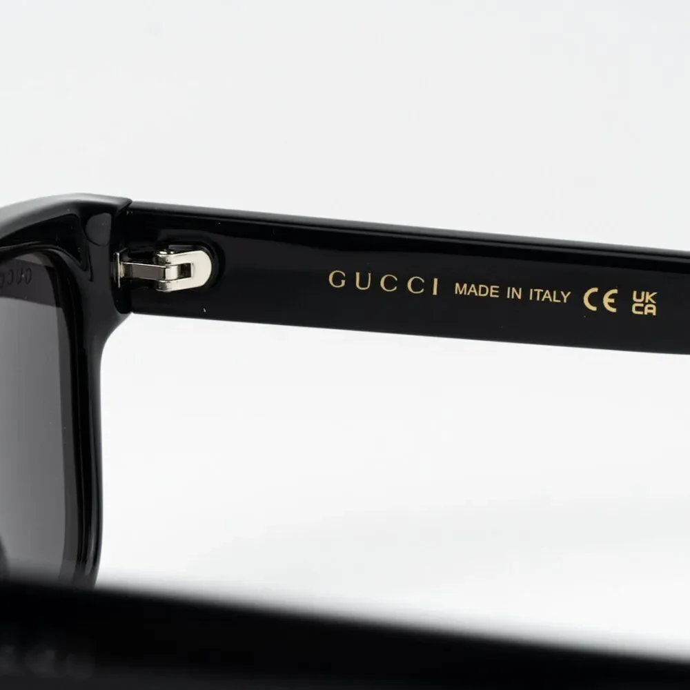 NEW Gucci GG1716S 001 Black Grey Square Unisex Sunglasses